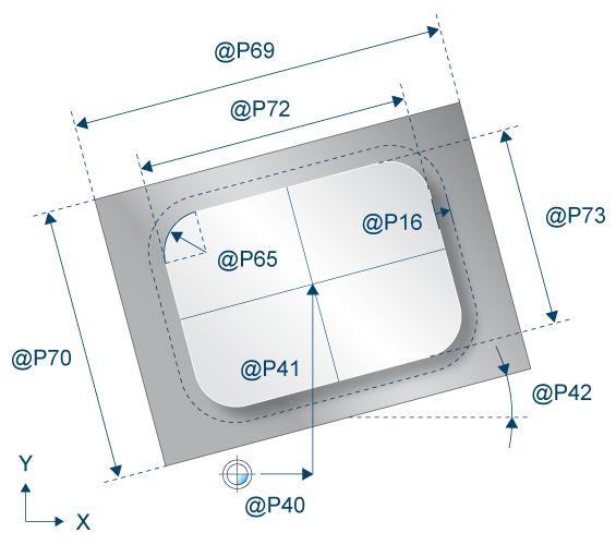 Top view - rectangular pocket