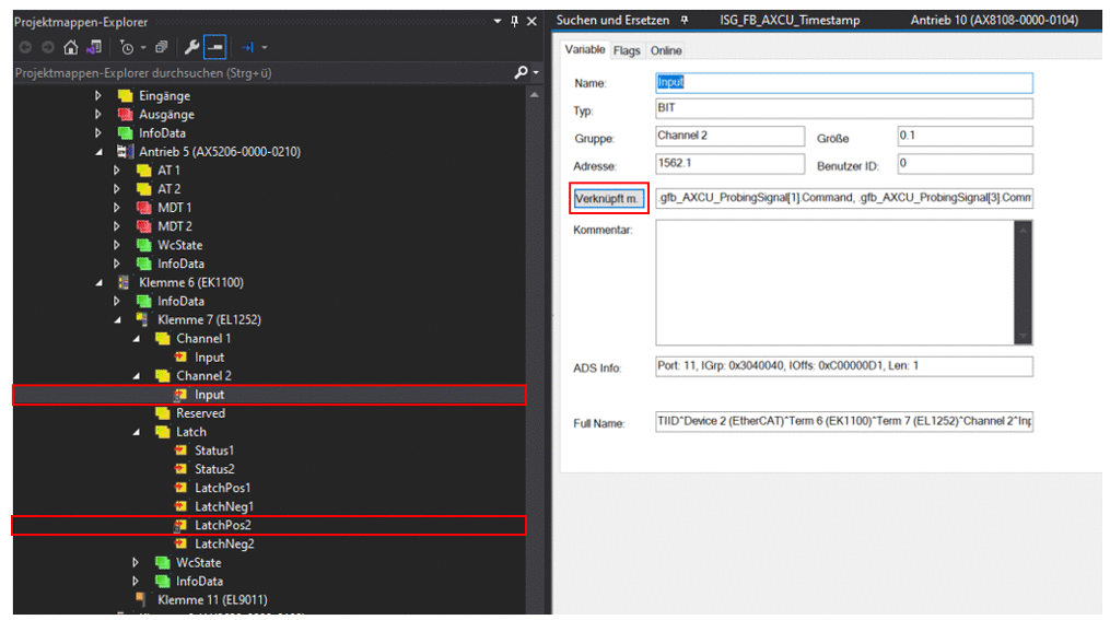 Linking the input and LatchPos2