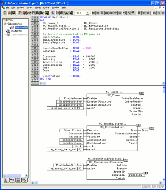 Input/output variables linked to PLCopen-FBs