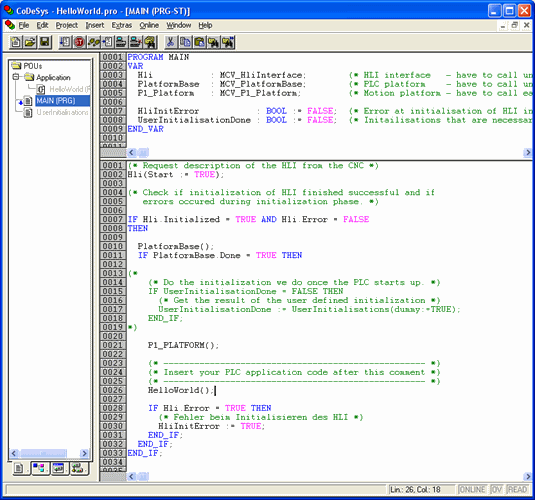 Insert the HelloWorld program in the MAIN program