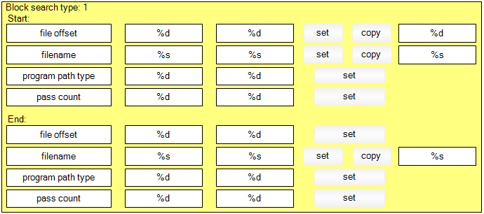 Visualisation for parameterising block search type 1