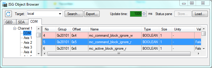 Enabling a single skip in the ISG object browser