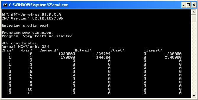 Display axis positions in demo application