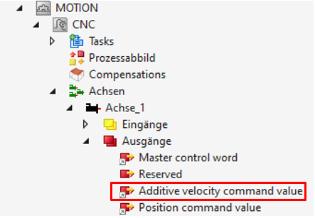 Additive speed configured for CANopen