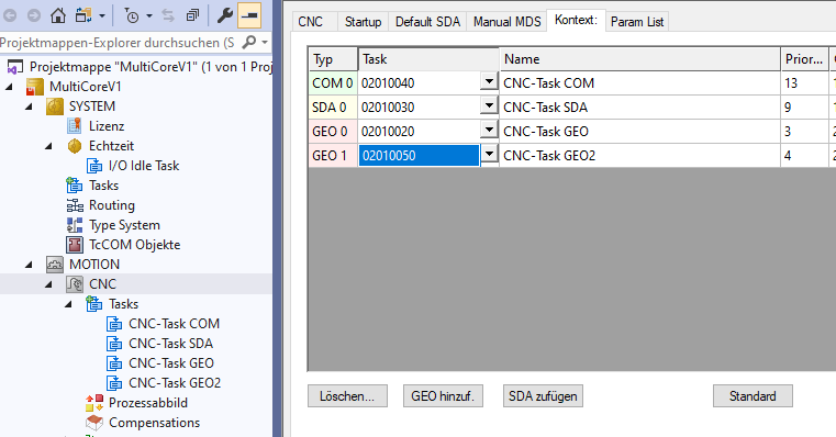 Assign the new GEO task to the context created